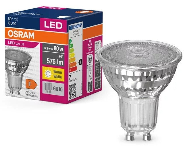 096769 LAMPARA LED GU10 6,9W 3000K 60º VALUE | Suministros Figmar