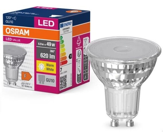096707 LAMPARA LED GU10 6,9W 3000K 120º VALUE | Suministros Figmar