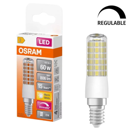 607316 LAMPARA TUBULAR LED REGULABLE E14 7W 2700K OSRAM