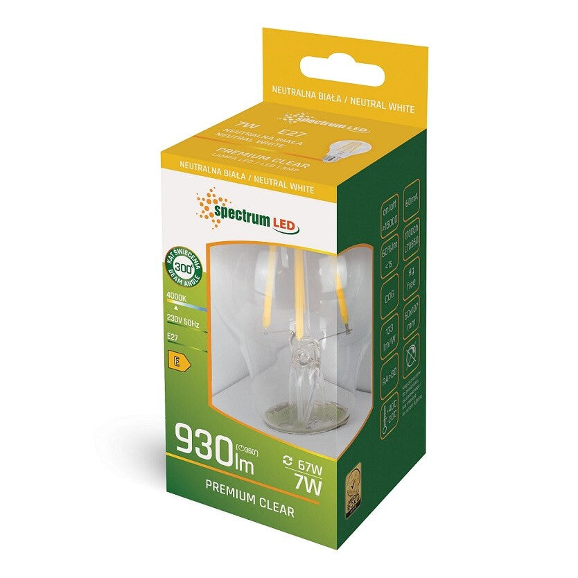 WOJ+14600 LAMPARA STANDARD LED CRISTAL 7W E27 4000K SPECTRUM