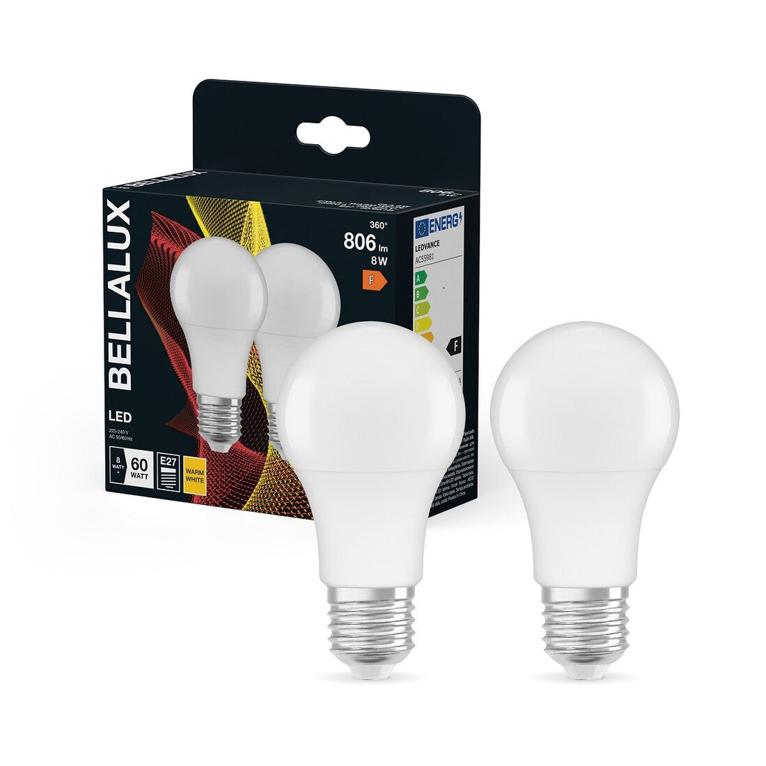 157026 2 St. LAMPE STANDARD LED E27 8,5W 2700K BELLALUX