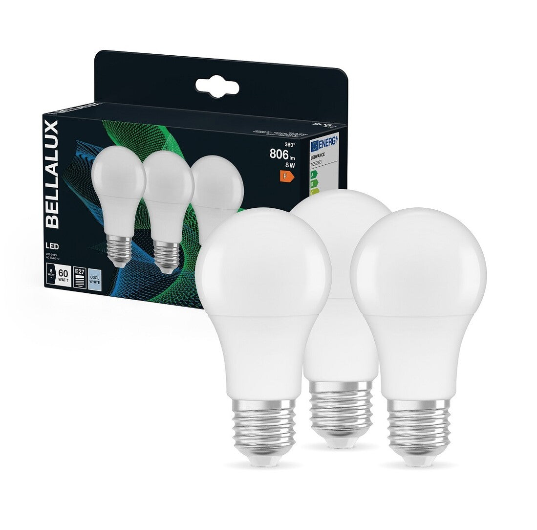 595460 3er STANDARD LED-LAMPE E27 8,5W 4000K BELLALUX