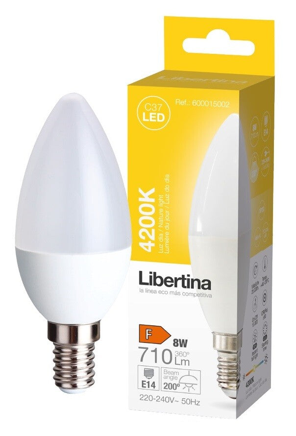 600015002 LAMPARA VELA LED E14 8W 4200K LIBERTINA