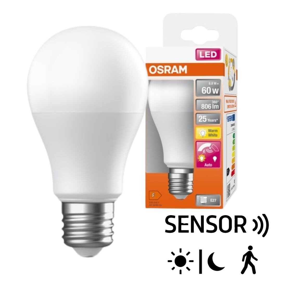 094200 LAMPARA STANDARD LED SENSOR MOVIMIENTO/LUZ E27 8,8W 2700K SUPERIOR OSRAM