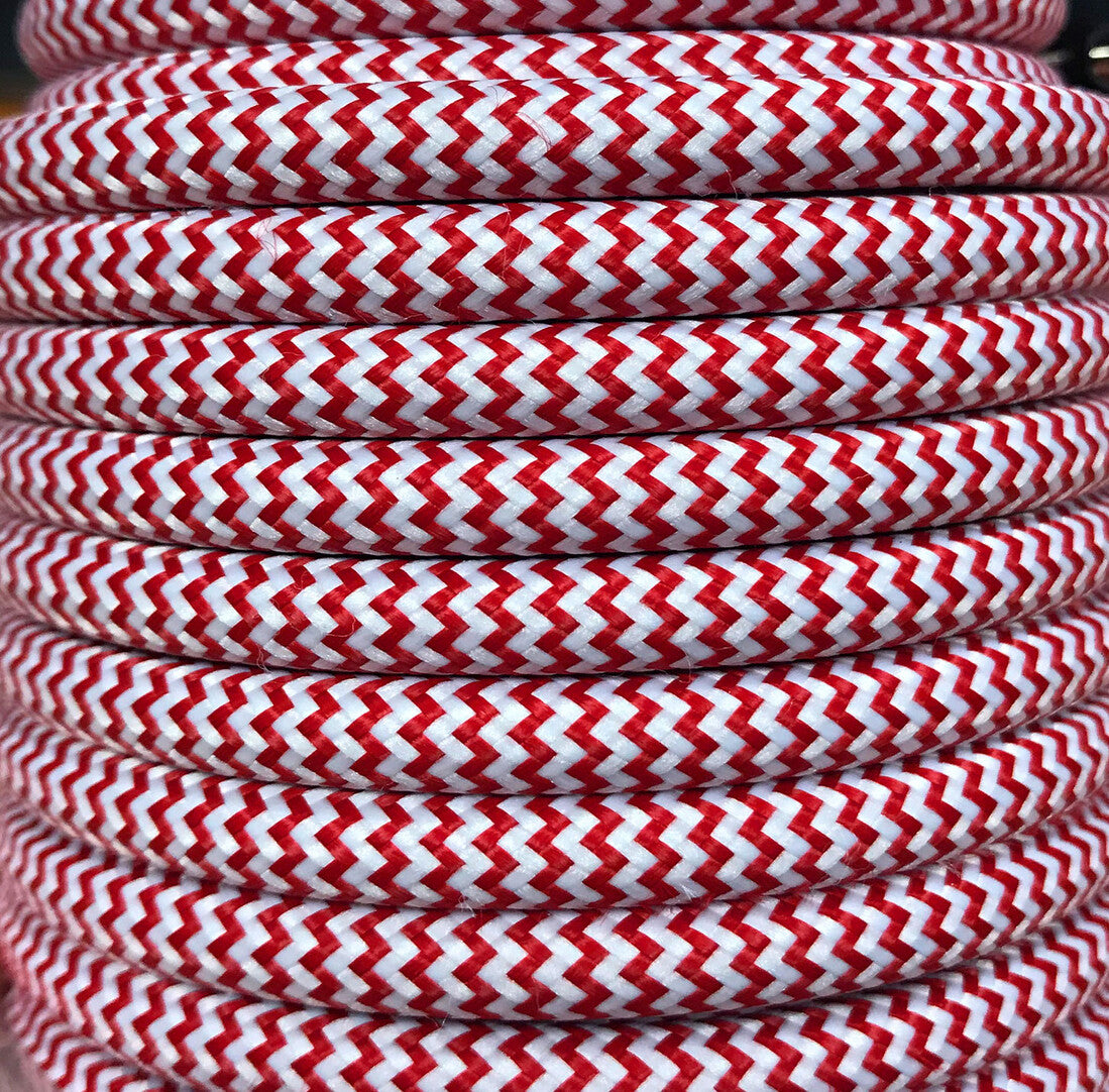 CIR62CM24/01 5m CABLE TEXTIL ZIGZAG BLANCO/ROJO