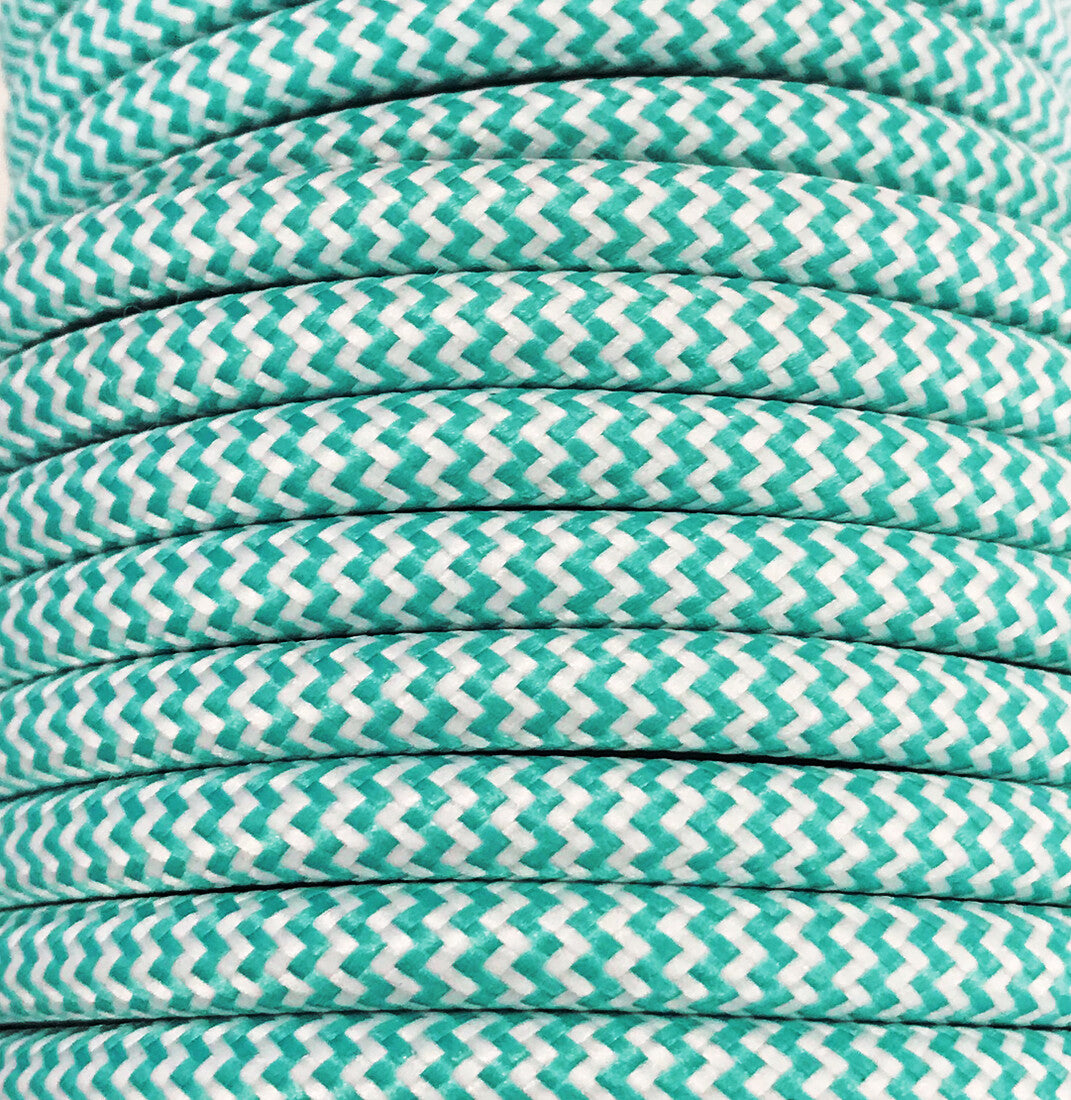 CIR62CM28/01 5 MTS CABLE TEXTIL ZIGZAG MENTA/BLANC