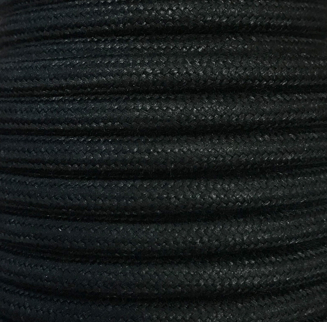 CIR62AL03 5m CABLE TEXTIL LISO NEGRO ALGODON