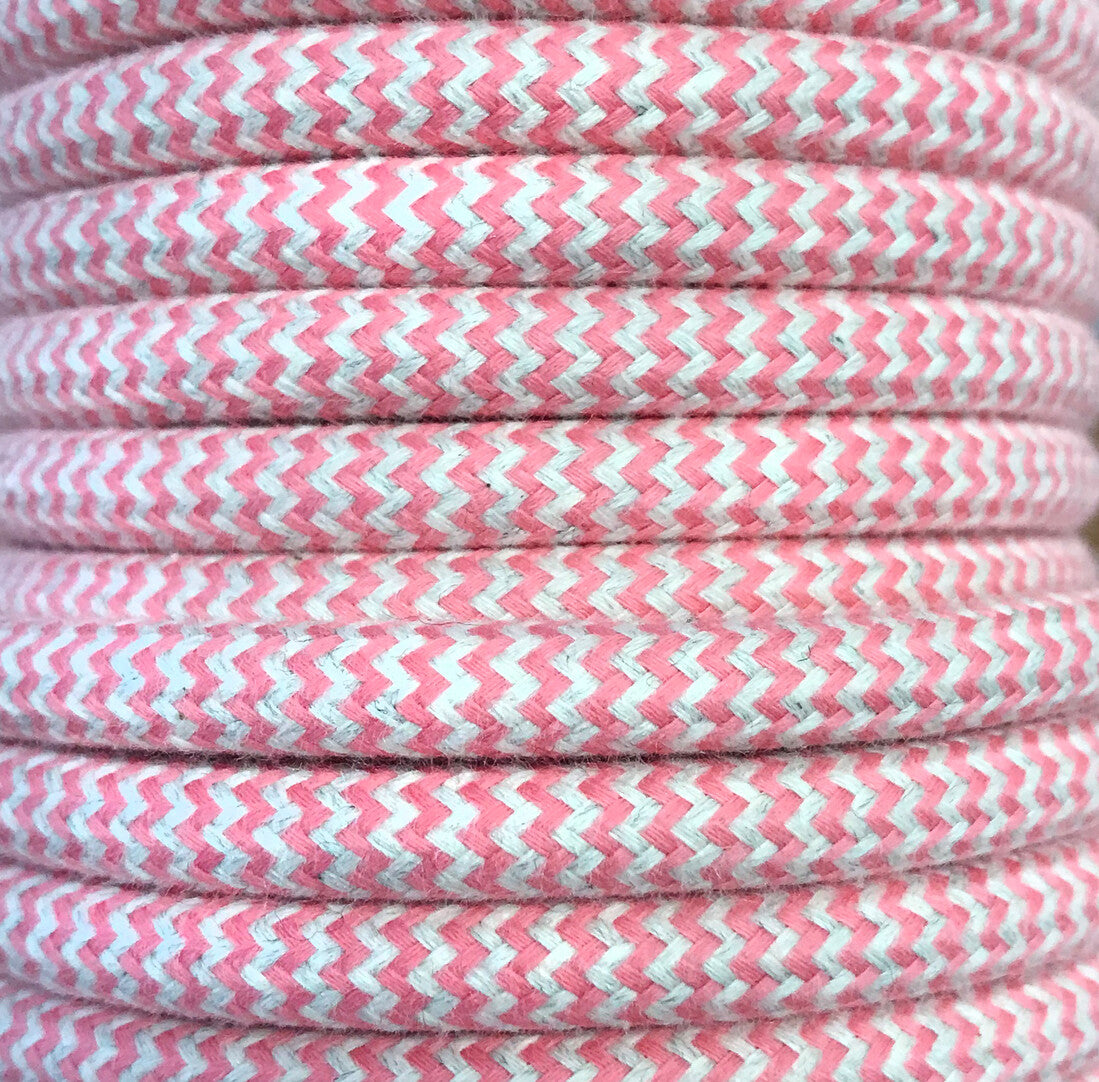 CIR62BA06 5 MTS CABLE TEXTIL ZIG-ZAG ROSA ALGODON