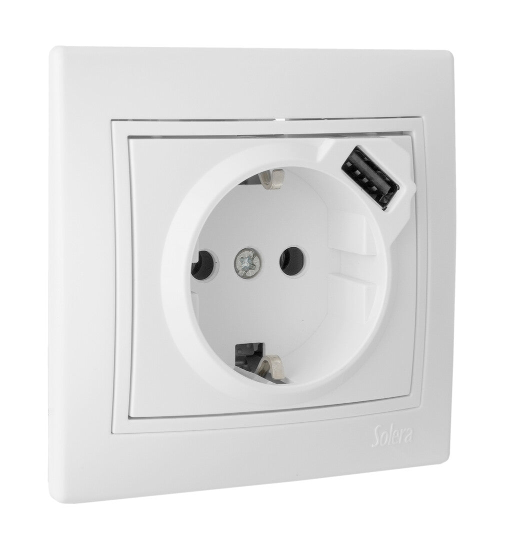 ERP60USBU BASE SCHUKO CON USB BLANCA SERIE EUROPA