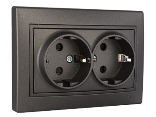 ERP602NGU BASE DOBLE SCHUKO 2P+T GRAFITO SERIE EUROPA