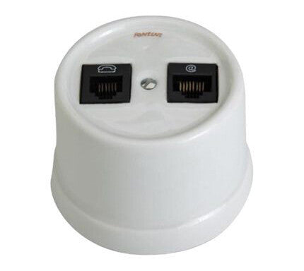 30-706-17-2 DOBLE TOMA TELEFONO 6 VIAS PORCELANA