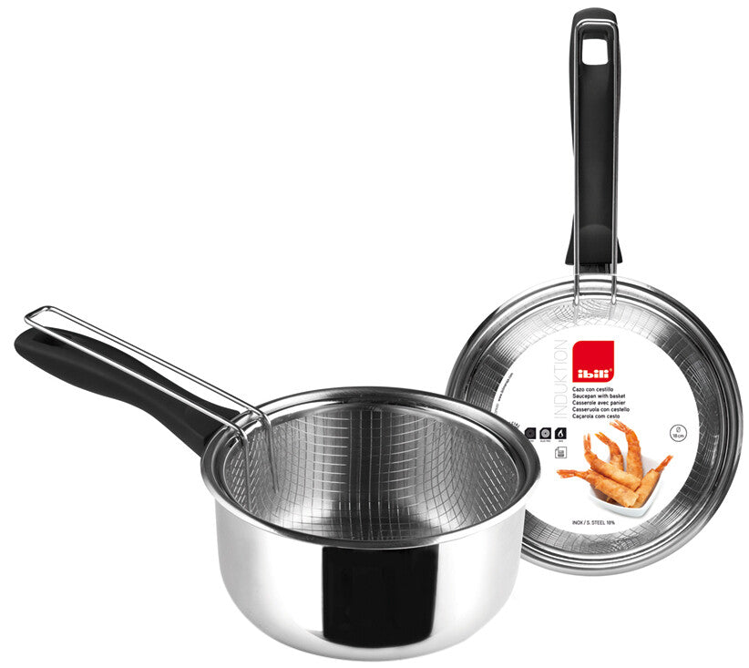 666118 SAUCEPAN WITH INDUCTION BASKET 18CM IBILI