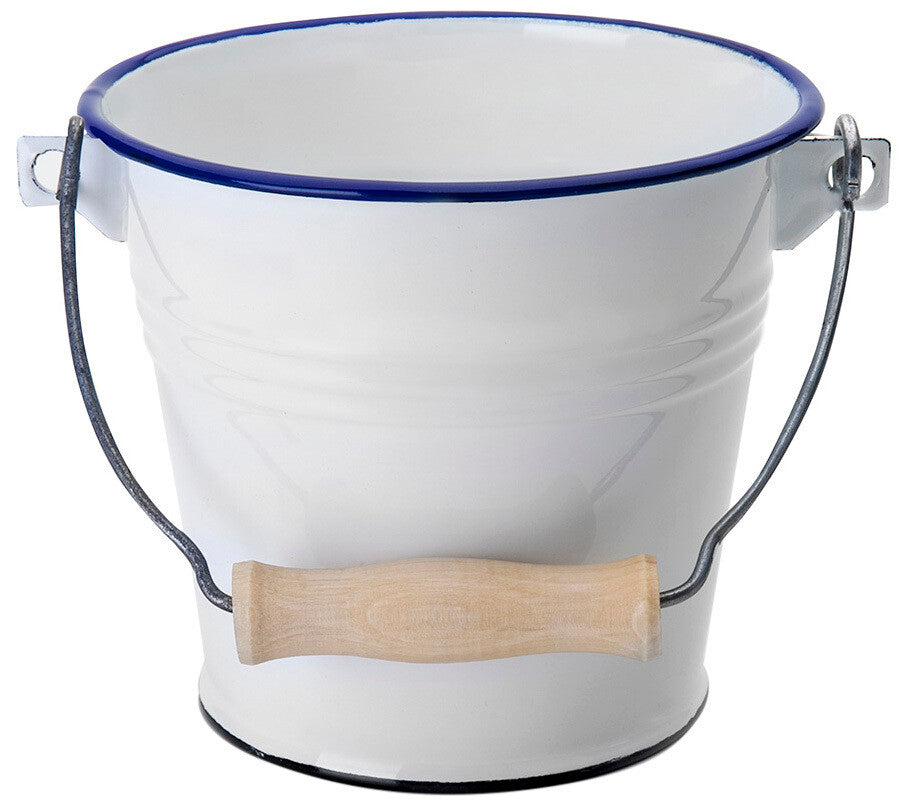 903314 ENAMELLED BUCKET WITH WHITE HANDLE 14cm IBILI