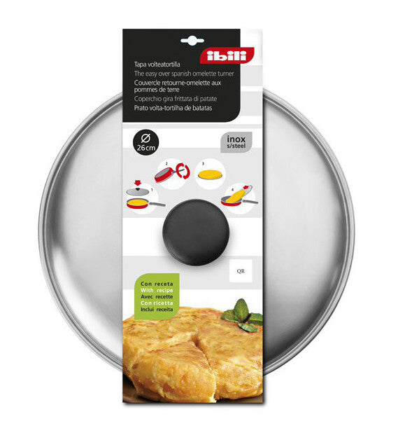 715826 TAPA VOLTEATORTILLAS ACERO INOX Ø26cm IBILI