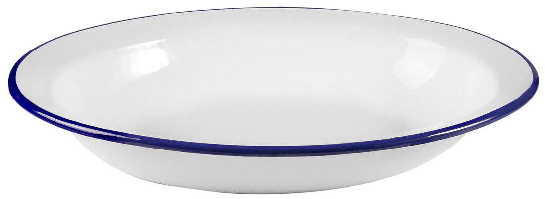 905232 OVALE EMAILLIERTE SCHALE WEISS 32x25cm.