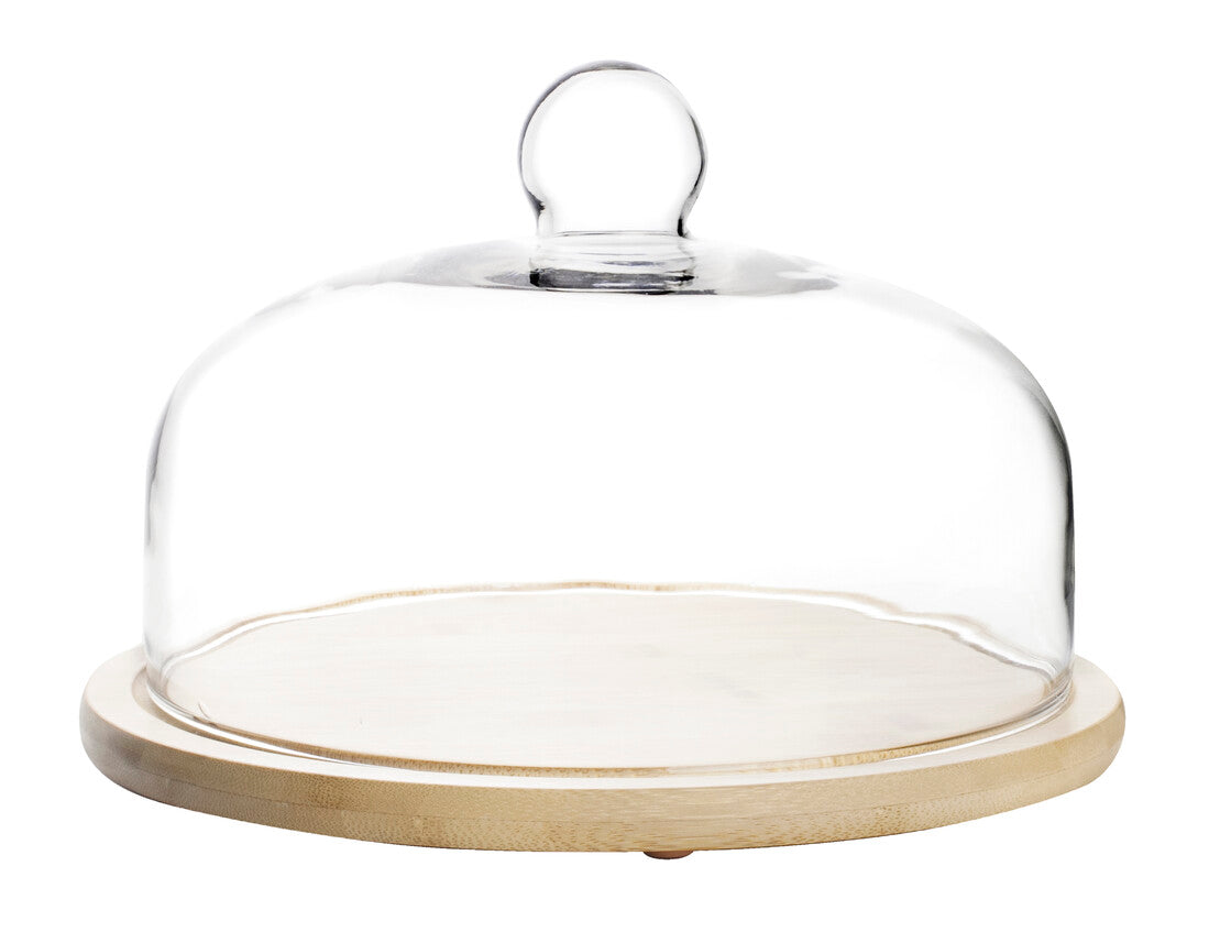 715526 QUESERA DE CRISTAL CON BASE DE MADERA 26cm IBILI