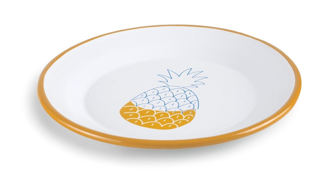 942000 PINEAPPLE DESSERT PLATE ENAMELLED STEEL Ø18cm GASTRO DESSIN IBILI
