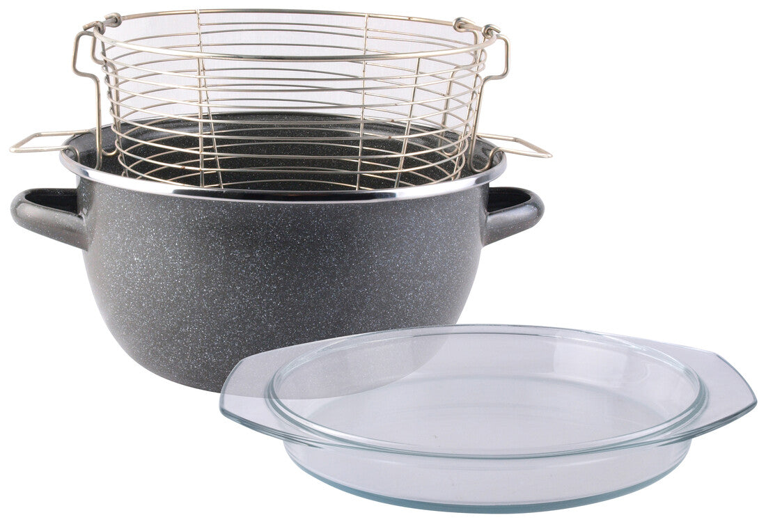 01101881 CACEROLA FREIDORA PARMA Ø24cm C/TAPA DE VIDRIO MAGEFESA | Suministros Figmar