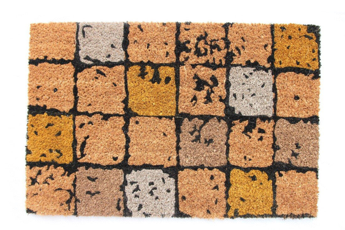 FELPUDO DE COCO ESTAMPADO MODELO CUADROS 40x60 cm
