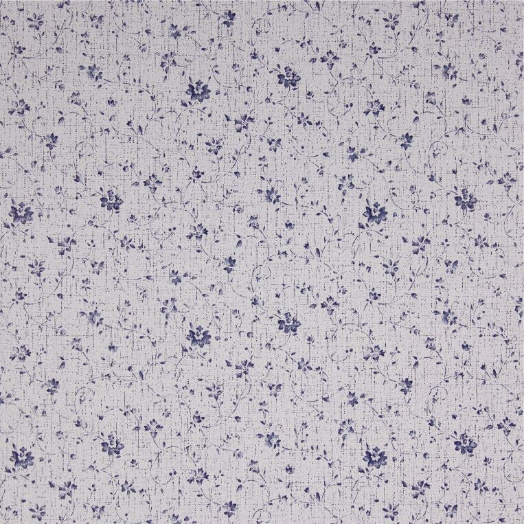 73403 1m ADHESIVE VINYL CLASSIC VINTAGE FLOURETTE BLUE 45cm DINTEX