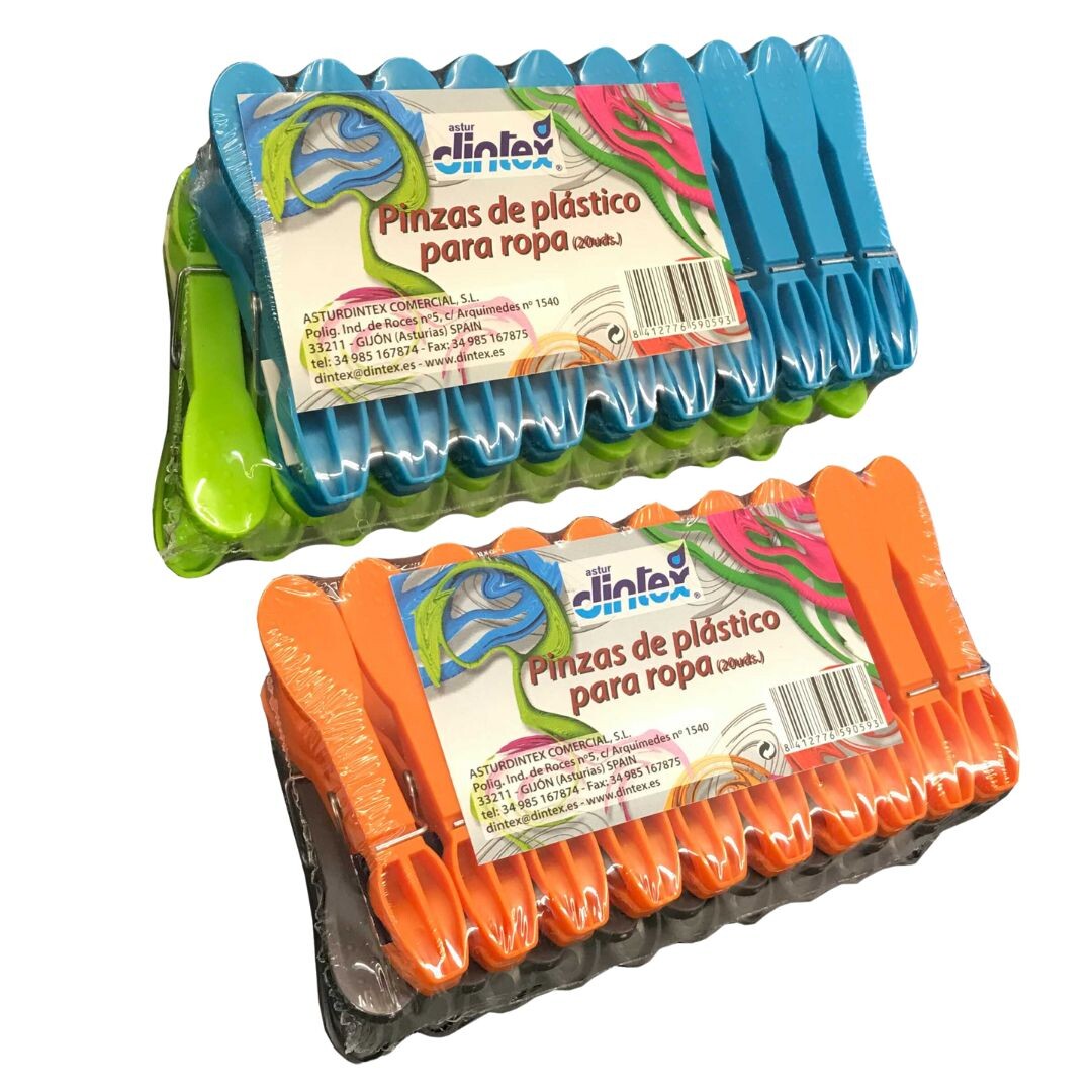 59059 20u PINZA PLASTICO COLORES DINTEX