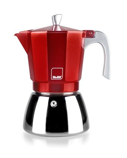 627906 CAFETERA ALUMINIO ROJA 6 TAZAS ELBA IBILI