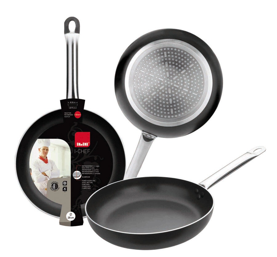 403024 SARTEN ALUMINIO FORJADO INDUCCION MANGO INOX SERIE I-CHEF Ø24cm IBILI
