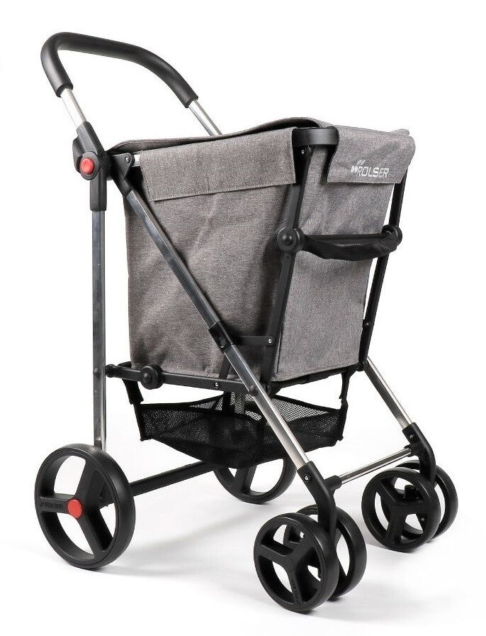 BAS007 ROLSER GREY 4 WHEELS TWEED BASKET SHOPPING TROLLEY