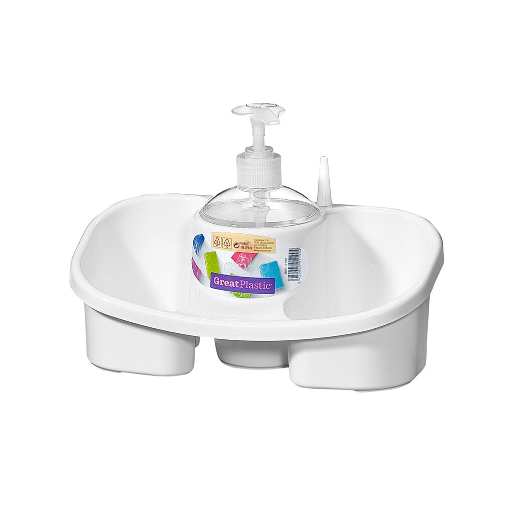 1190 WHITE SCOURING DISH WITH DISPENSER