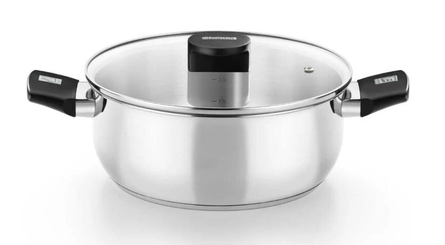 M240322 CACEROLA INOX 22cm CON TAPA VIDRIO ELITE MONIX