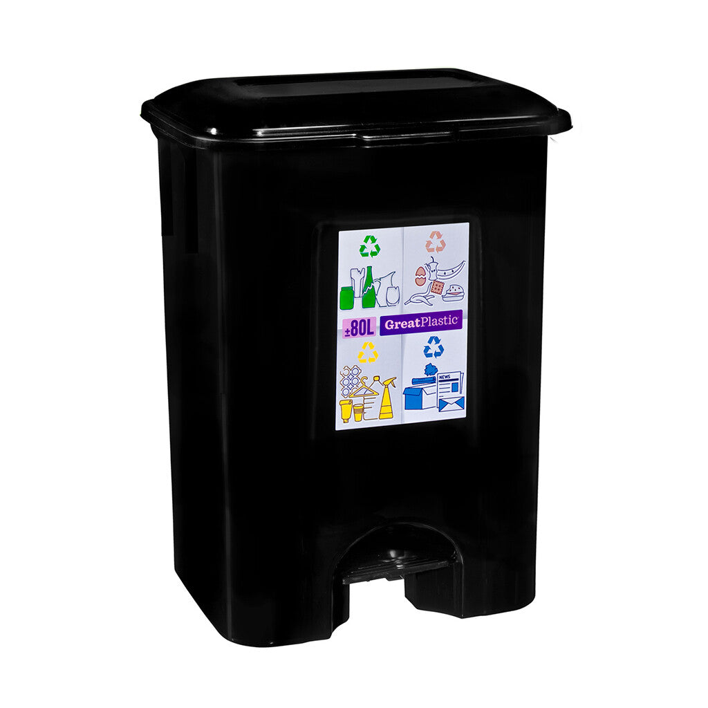 3150 PEDAL BIN 80L BLACK