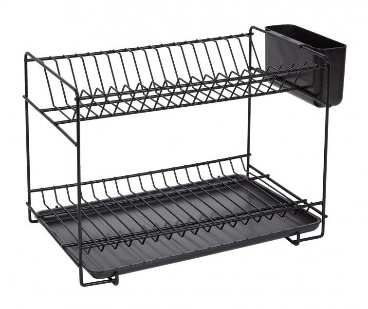 89024 ESCURREPLATOS PEQUEÑO 18 PLATOS NEGRO 38,5x25x28cm SAUVIC