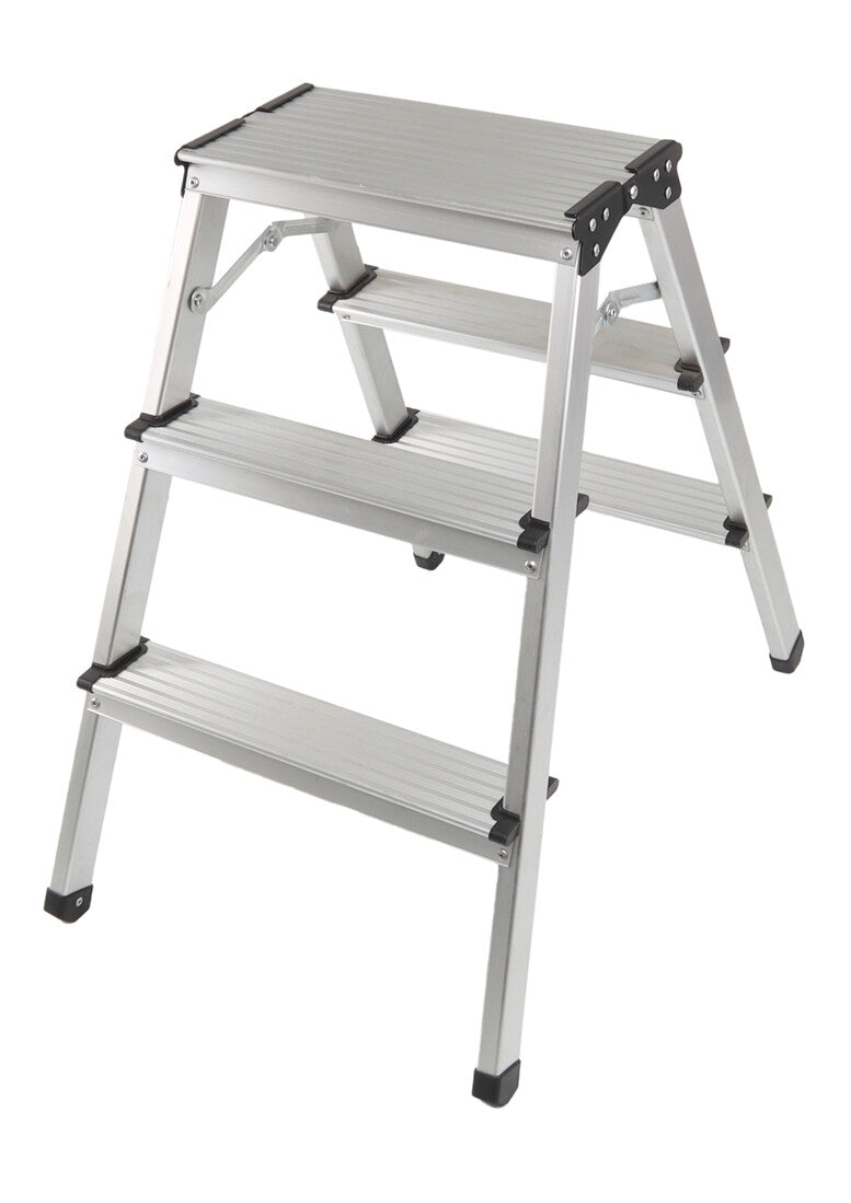 10048 ESCALERA ALUMINIO DOMESTICA 3 PELDAÑOS MADER