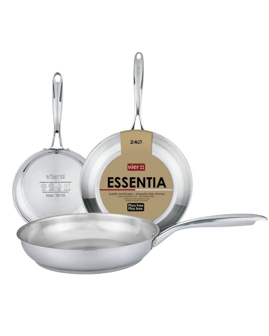 SE24 SARTEN ACERO INOX 18/10 SIN ANTIADHERENTE Ø24cm ESSENTIA VIER