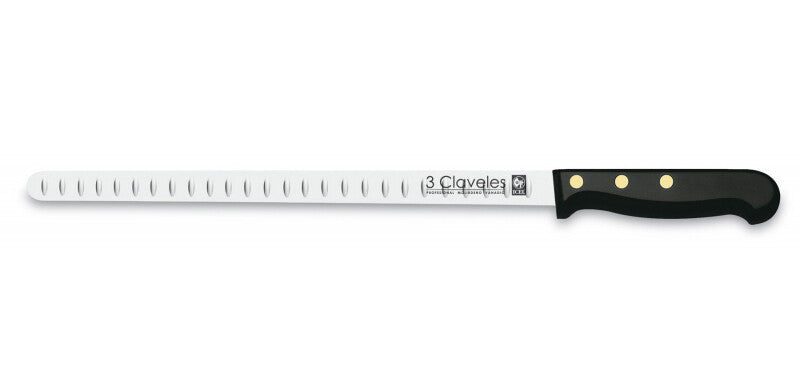00965 CUCHILLO JAMONERO ALVEOLADO POM 29cm 3C | Suministros Figmar