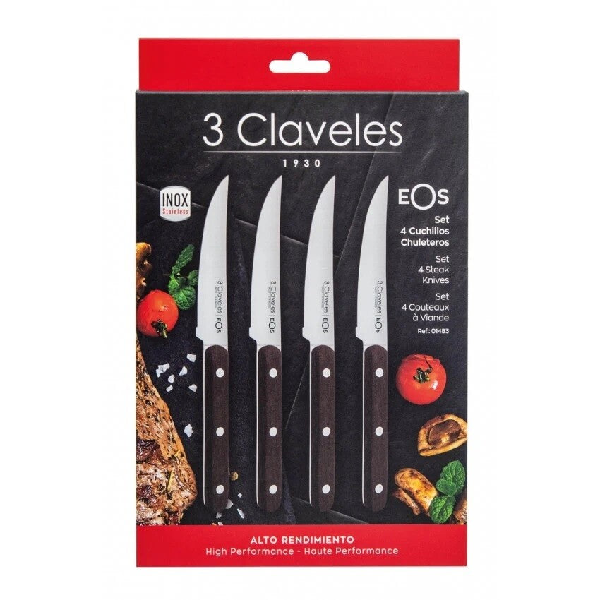 1483 SET 4 CUCHILLOS EOS ACERO INOX WENGUE | Suministros Figmar