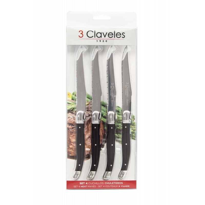 01481 SET OF 4 BISTRO STAINLESS STEEL STEAK KNIVES 11.5cm 3C