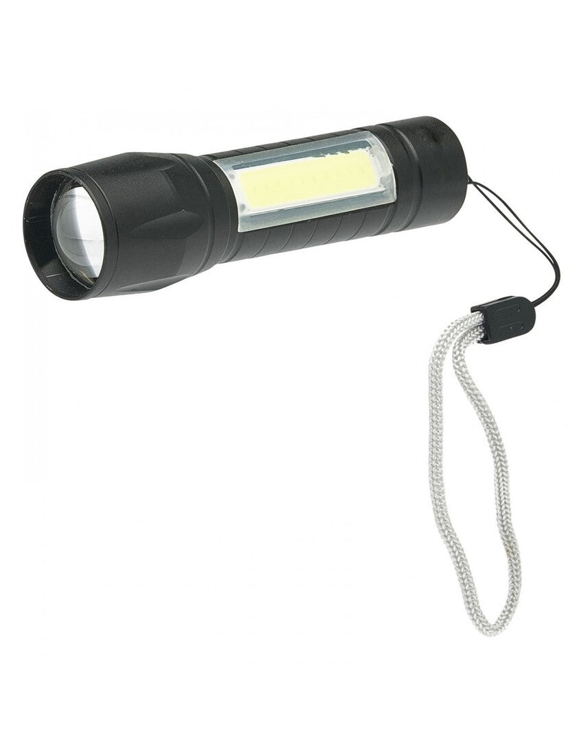 D89R LED+COB MINI RECHARGEABLE FLASHLIGHT 1W 120lm BLACK VELAMP