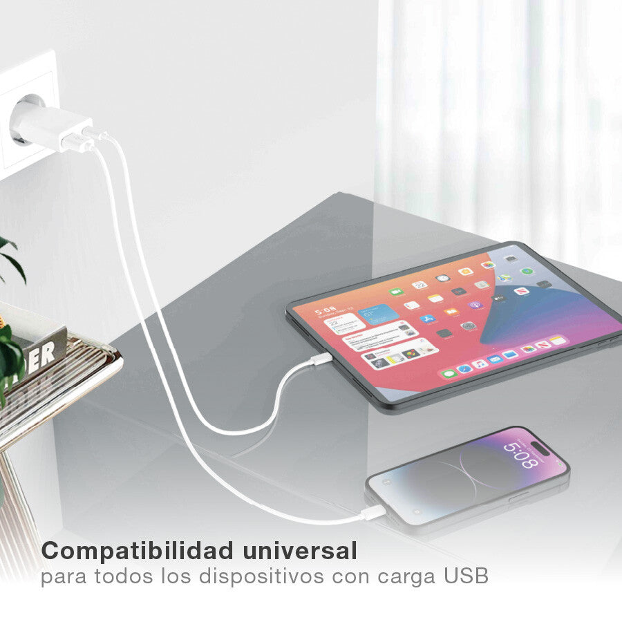 105515019 CARGADOR ULTRAFINO USB C+A 20W CARGA RAPIDA UNIVERSAL GSC