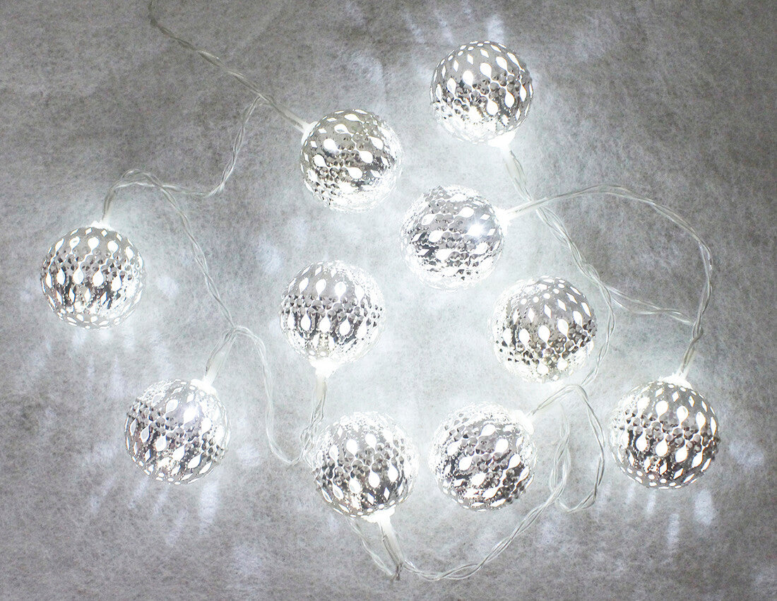 5204457 1m GUIRNALDA 10 BOLAS LED PLATEADAS 6000K