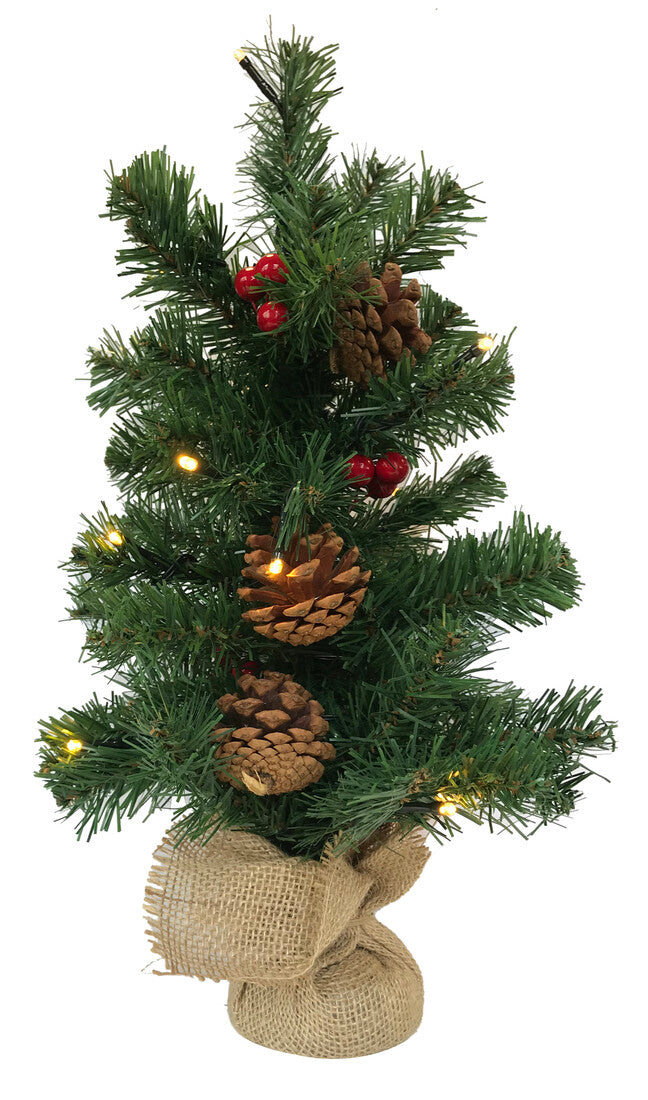 00514 ARBOL NAVIDAD LED PIÑAS Y BOLAS ROJAS 45cm | Suministros Figmar