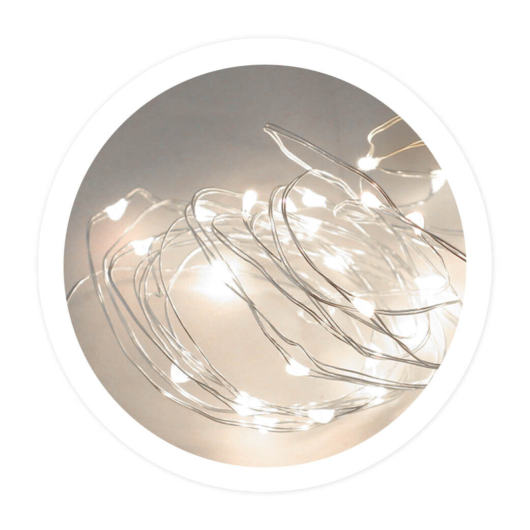 204805016 GUIRNALDA ALAMBRE LED 2M 2XCR2032 LUZ FRÍA GSC | Suministros Figmar