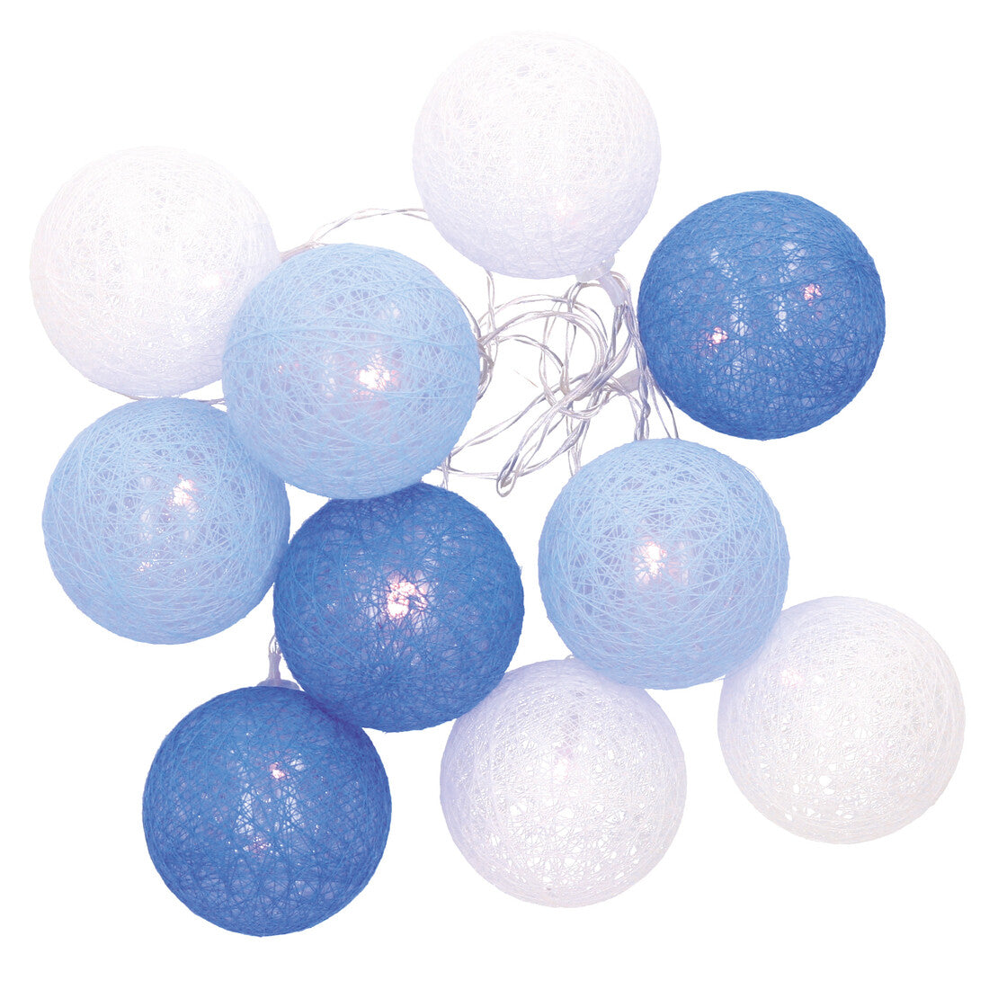 204805019 LED-COTTONBALL-LICHTERKETTE, BLAU, 1,35 M, WARMWEISS, GSC