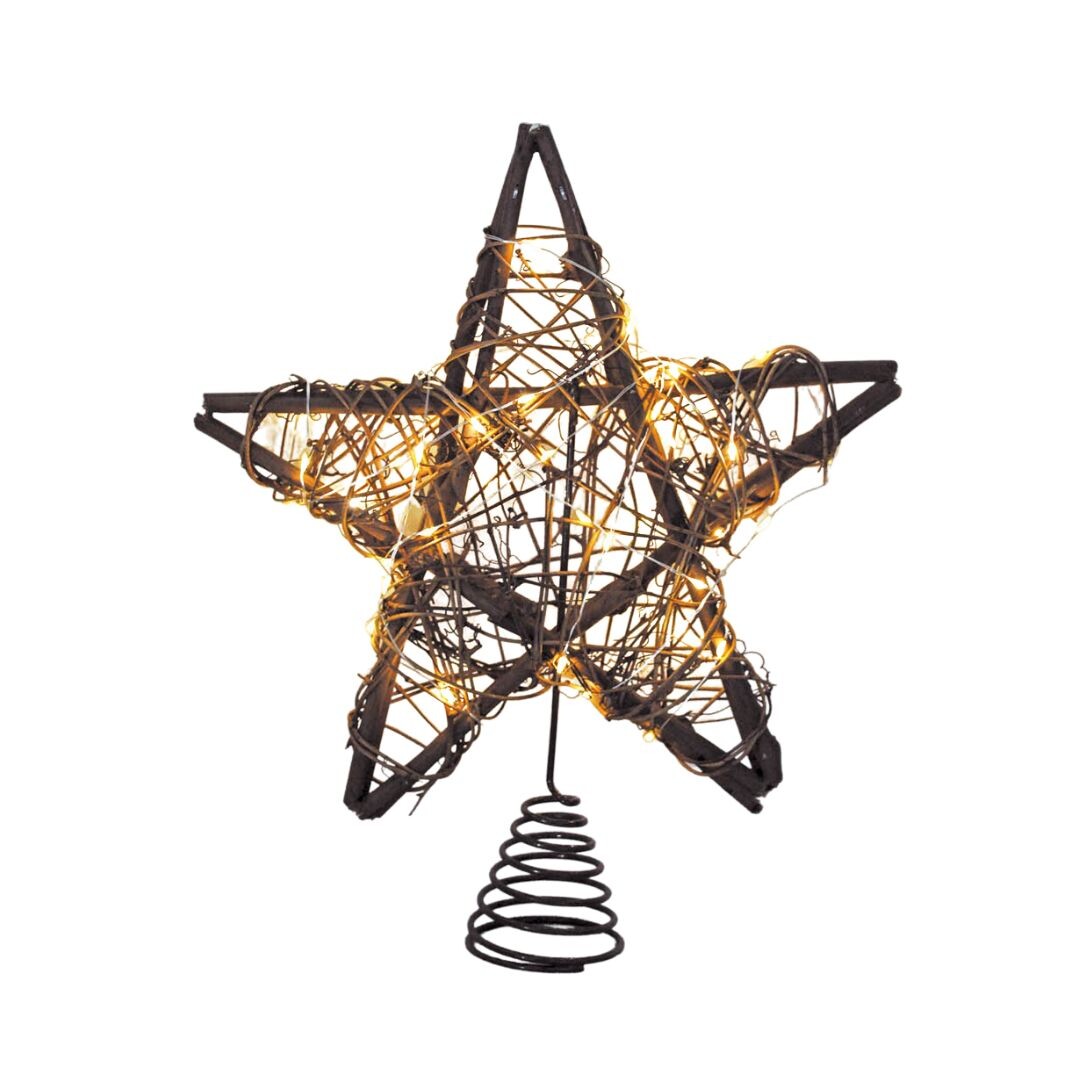 204690068 ESTRELLA LED DE RATÁN A PILAS 30x25cm GSC | Suministros Figmar