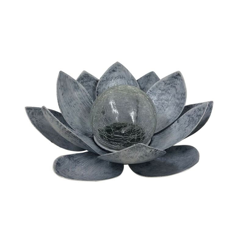 G2112 NENUFAR SOLAR DECORATIVO CALIDO METAL+VIDRIO 22cm GALIX
