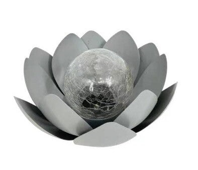 G2216 NENUFAR SOLAR DECORATIVO FRIO METAL+VIDRIO 25cm GALIX