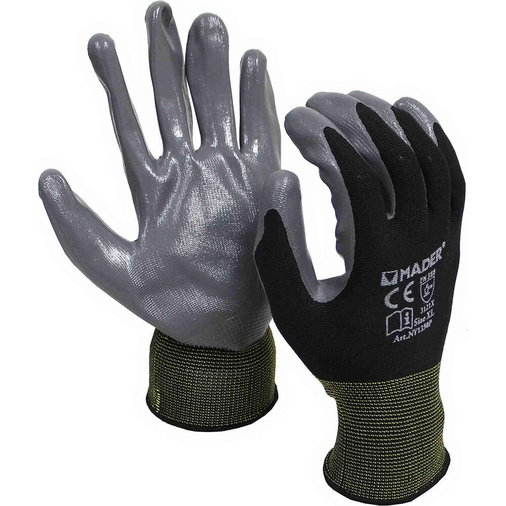96317 SCHUTZHANDSCHUHE POLYESTER/NITRIL SCHWARZ GRAU GRÖSSE XL HOLZ