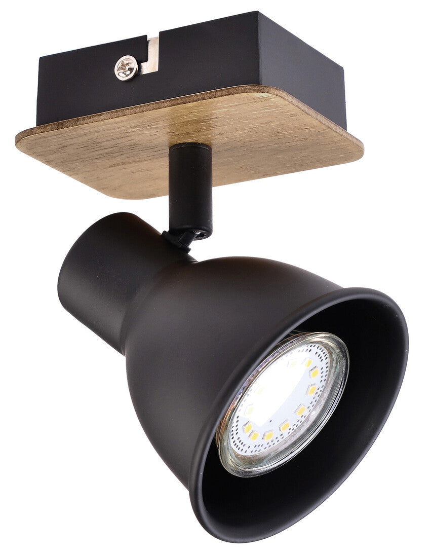 10267 MIKO WOODEN SPOTLIGHT 1xGU10 BLACK JUERIC