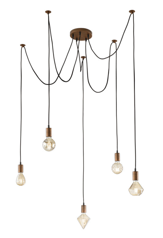 310100562 LAMPARA COLGANTE CORD COBRE 5xE27 TRIO