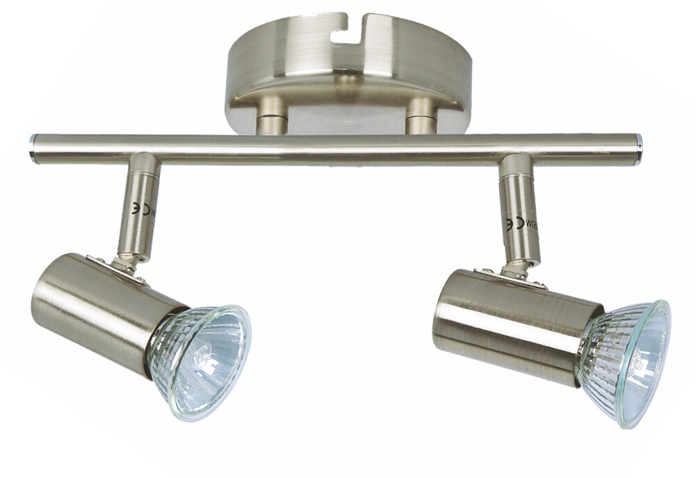 10141 PLAIN ADJUSTABLE STRIP 2 GU10 NICKEL SPOTLIGHTS LEDESMA